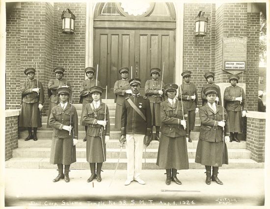 (RELIGION--AFRICAN METHODIST EPISCOPAL CHURCH.) Drill Corps, Salome Temple No 93, S. M. T., Aug 8, 1926.